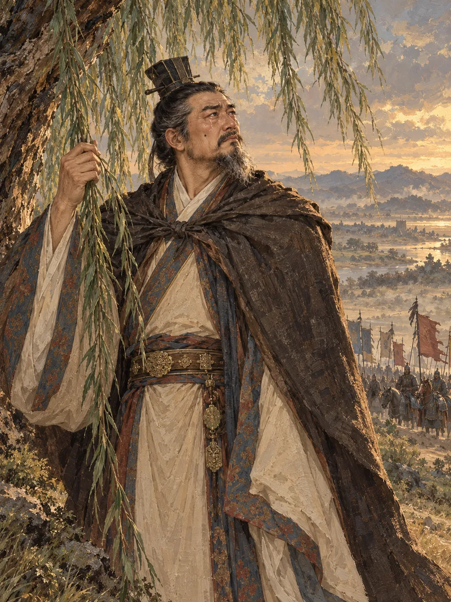 公元369年,东晋大司马桓温率军北伐前燕,路过江南金城,看见自己年轻时种的柳树已有十围粗,攀着柳枝流泪:"木犹如此,人何
